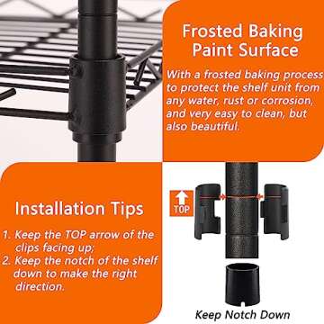 GIOTORENT 5-Tier Storage Wire Shelf, Adjustable Height Shelving Unit Display Rack for Laundry Bathroom Kitchen 21.2" W x 11.4" D x 48" H