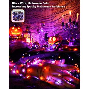 Brizled Orange & Purple Halloween Lights, 2 Pack Total 78ft 240 LED Orange Lights, Purple Solar Hall...