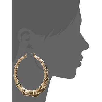 Guess Metal Hoops Women's Bamboo Hoop Earrings, Gold, One Size