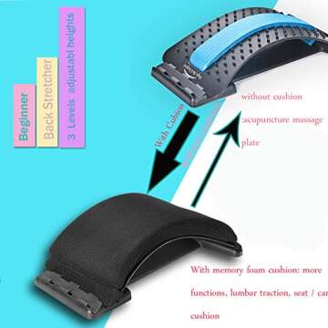 Multi-Level Back Stretcher Device: Memory Foam Lumbar Pillow for Office & Pain Relief