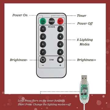 Roylvan Christmas Star Tree Topper with 8 Lighting Modes, USB Lighted Tree Topper with 20 LED Lights, Shiny Treetop Christmas Tree Decoration for Indoor Outdoor Holiday Home Ornament Gift, 9.8 Inch(H)