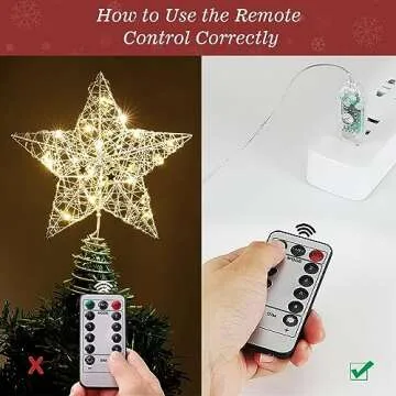 Roylvan Christmas Star Tree Topper with 8 Lighting Modes, USB Lighted Tree Topper with 20 LED Lights, Shiny Treetop Christmas Tree Decoration for Indoor Outdoor Holiday Home Ornament Gift, 9.8 Inch(H)