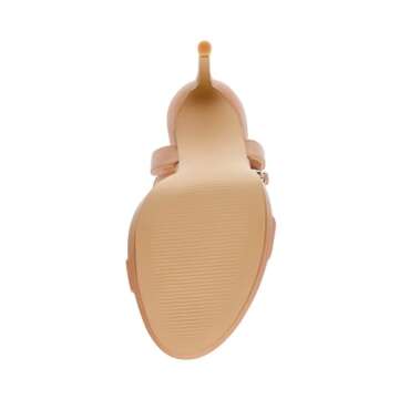 Steve Madden Wafer 4.5 inch High Heels for Women - Women's Open Toe Stiletto Heels with Ankle Strap - Sexy Round Toe Heeled Sandals for Wedding or Date Night, Tan, 6