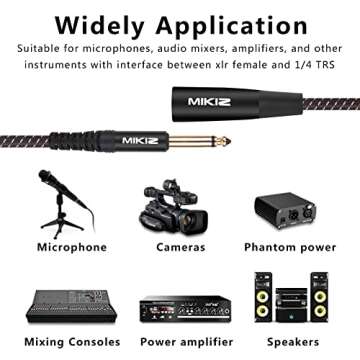 MIKIZ XLR Male to 1/4" TS Adapter Mono Cable Unbalanced 10 ft