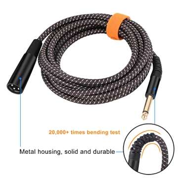 MIKIZ XLR Male to 1/4" TS Adapter Mono Cable Unbalanced 10 ft