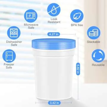 LEAWALK 32 Oz-12 Pack Reusable Freezer Storage Containers with Airtight Twist Top Lids, Plastic smoothie prep containers BPA-Free, for Kitchen Meal Prep, Microwave,Dishwasher and Freezer Safe