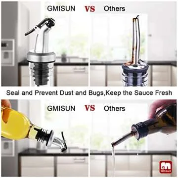 GMISUN Olive Oil Dispenser Bottle, Oil and Vinegar Cruet Set with 17oz/500ml Cooking Oil Container Glass Carafe, Oil Pourer Spout, Funnel and Labels, 3Pack, Clear