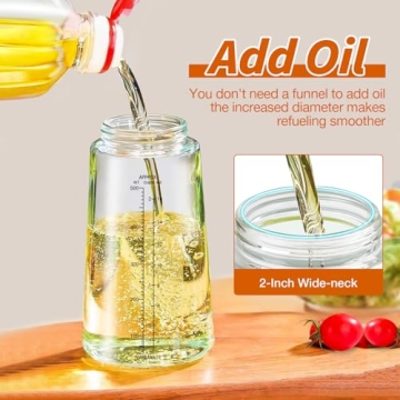 YRRAMATE - 18oz/550ml Olive Oil Dispenser for Kitchen - 2 in 1 Oil Sprayer for Cooking - Olive Oil Dispenser and Oil Sprayer - Food-grade Oil Spritzer Bottle for Air Fryer, Salad BBQ (Black)