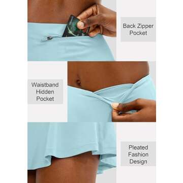 Stylish SANTINY Pleated Tennis Skirt for Active Women