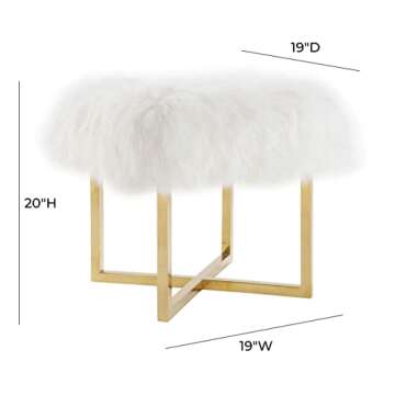 TOV Furniture Nomo Collection White Sheepskin Bench