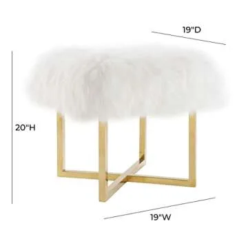TOV Furniture Nomo Collection White Sheepskin Bench