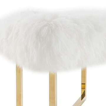 TOV Furniture Nomo Collection White Sheepskin Bench