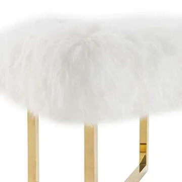 TOV Furniture Nomo Collection White Sheepskin Bench
