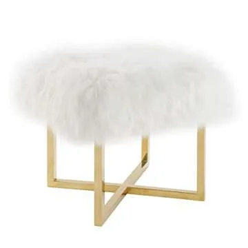 TOV Furniture Nomo Collection White Sheepskin Bench