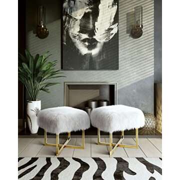 TOV Furniture Nomo Collection White Sheepskin Bench