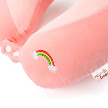 Niuniu Daddy Neck Pillow for Traveling, Pure Memory Foam Travel Neck Support Pillows for Airplane, Car Headrest Sleep - Age 8+ Children Kids Including Adults - Unicorn Travel Pillow