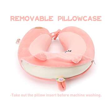 Niuniu Daddy Neck Pillow for Traveling, Pure Memory Foam Travel Neck Support Pillows for Airplane, Car Headrest Sleep - Age 8+ Children Kids Including Adults - Unicorn Travel Pillow