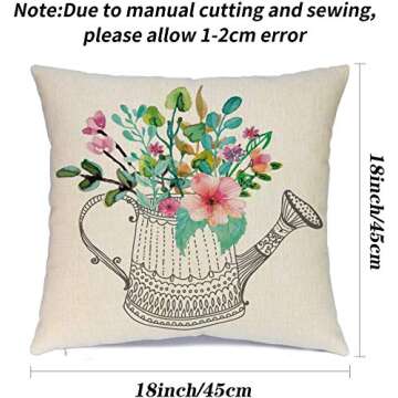 Spring Pillow Covers 18x18 Spring Decorations Set of 4 Decorative Pillow Cases Hello Spring Bicycle Butterfly Cotton Linen Holiday Throw Cushion Covers for Spring Season's Home Farmhouse Decor