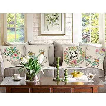 Spring Pillow Covers 18x18 Set 4 for Easter Decor