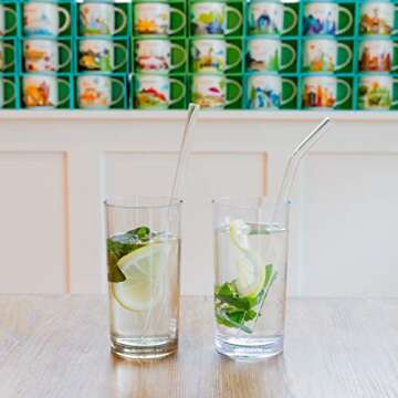 Youngever Reusable Glass Straws Assortment, 9 inches, Eco Friendly with Brush (16 Pack Clear)