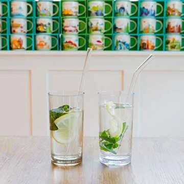 Youngever Reusable Glass Straws Assortment, 9 inches, Eco Friendly with Brush (16 Pack Clear)
