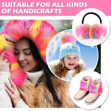 Tatuo Faux Fur Fabric Christmas Fluffy Fuzzy Craft Fake Fur Cuts Shaggy Synthetic Plush Patch Sewing DIY Winter Halloween Costume Gnome Beard Miniature Dolls Rugs Mats Gift(Colorful,4 x 100 Inch)