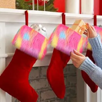 Tatuo Faux Fur Fabric Christmas Fluffy Fuzzy Craft Fake Fur Cuts Shaggy Synthetic Plush Patch Sewing DIY Winter Halloween Costume Gnome Beard Miniature Dolls Rugs Mats Gift(Colorful,4 x 100 Inch)