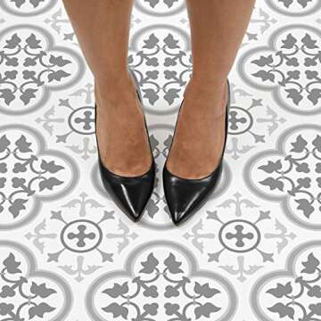 FloorPops FP2953 Remy Peel & Stick Floor Tiles, Grey