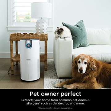 Shark Air Purifier for Home Large Room, Clean Sense Technology, HEPA Air Filter, 1000 Sq Ft, Kitchen, Filters Smoke, Captures 99.98% of Particles, Pet Dander, Pollutants, Dust, Allergens, HP201