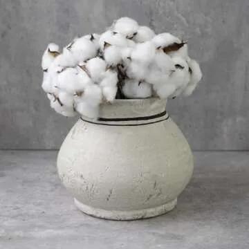 Relexome Rustic Farmhouse Terracotta Ceramic Vase,6.7 Inch Round Vintage Distressed Clay Stone Pottery Antique Handmade Flower Decorative,Wabi Sabi Home Living Room Table Decor,Gift for Women Girls