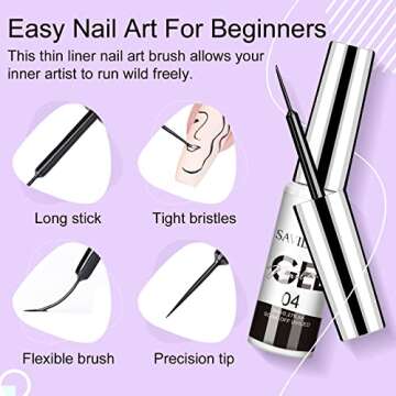 SAVILAND Gel Nail Polish Gel Liner Nail Art Set - 24 Colors Nail Art Polish with Thin Brush for Line Pulling, Gel Paint for Nails Art, Gel Nail Art Polish and Gifts for Women