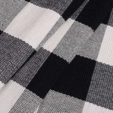 SEEKSEE Cotton Buffalo Plaid Rug 3'x5' Black and White Checked Rug Washable Doormats Indoor Outdoor Rugs for Layered Front Door Mats, Porch, Kitchen, Farmhouse, Entryway