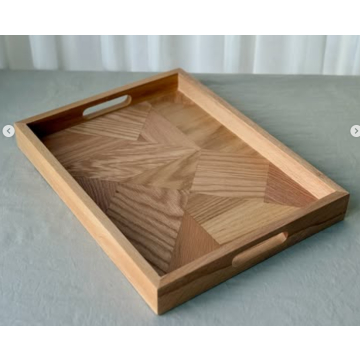 ست سینی چوبی با قوری پیرکس شعله‌مستقیم و دو لیوان پیرکس شفاف