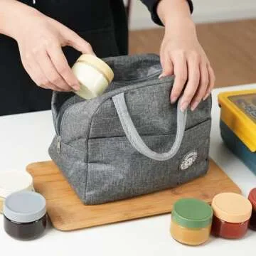 EONJOE 2 oz Glass Dressing Containers To Go Sauce Cups Mini Condiment Dip Jars with Lids Lunch Box Accessories,6-Pack