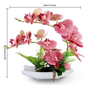 YOBANSA Real Touch Silk Orchid Artificial Flowers with Flower Pots, Artificial Phalaenopsis Fake Orchid Flowers Arrangements for Home Decoration