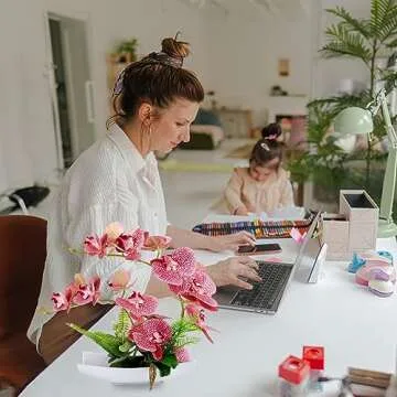 YOBANSA Real Touch Silk Orchid Artificial Flowers with Flower Pots, Artificial Phalaenopsis Fake Orchid Flowers Arrangements for Home Decoration