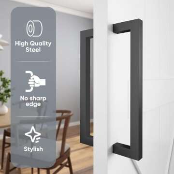 JUBEST 12" Matte Black Push Pull Bar Handle,Sliding Barn Door Handle,Heavy Duty Double Sided Door Ha...