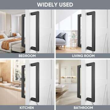 JUBEST 12" Matte Black Push Pull Bar Handle,Sliding Barn Door Handle,Heavy Duty Double Sided Door Handle for Wood Door, Garage, Industrial Grab Bar