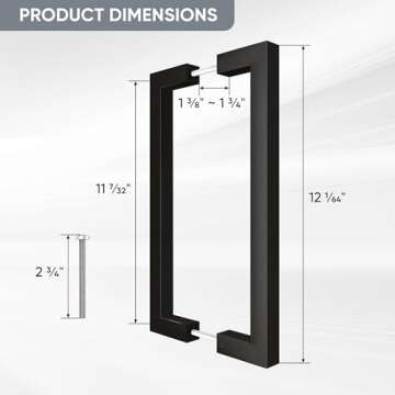 JUBEST 12" Matte Black Push Pull Bar Handle,Sliding Barn Door Handle,Heavy Duty Double Sided Door Handle for Wood Door, Garage, Industrial Grab Bar