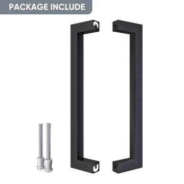 JUBEST 12" Matte Black Push Pull Bar Handle,Sliding Barn Door Handle,Heavy Duty Double Sided Door Handle for Wood Door, Garage, Industrial Grab Bar