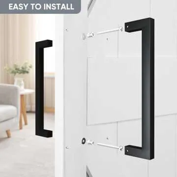 JUBEST 12" Matte Black Push Pull Bar Handle,Sliding Barn Door Handle,Heavy Duty Double Sided Door Handle for Wood Door, Garage, Industrial Grab Bar