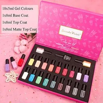 Lavender Violets Gel Nail Polish Kit with 18 Colors and Top Coats