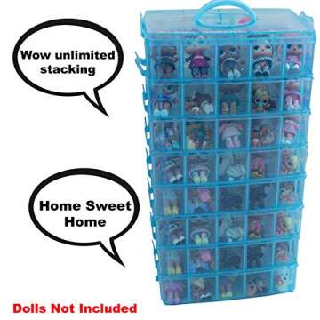 HOME4 No BPA Storage Organizer Carrying Case Box 30 Adjustable Compartments Compatible with Small Dolls LOL Toys Bead Beyblade Hot Wheels Tool Craft Sewing Jewelry Hair Accessories (Blue)