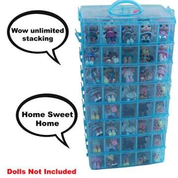 HOME4 No BPA Storage Organizer Carrying Case Box 30 Adjustable Compartments Compatible with Small Dolls LOL Toys Bead Beyblade Hot Wheels Tool Craft Sewing Jewelry Hair Accessories (Blue)