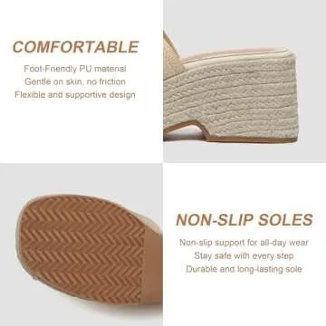 Gorfen Women's Wedge Platform Espadrille Sandals