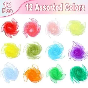 CCINEE 12Pcs Dance Scarves for Kids Play Music Scarves Dance Scarf Play Scarves Movement Square Jugg...