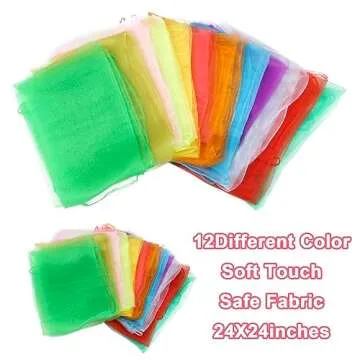 CCINEE 12Pcs Dance Scarves for Kids Play Music Scarves Dance Scarf Play Scarves Movement Square Juggling Silk Tricks Scarves Rhythm Band Scarves Scarfs for Children Movement(12 Colors)
