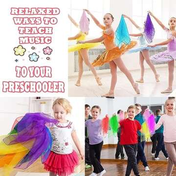 CCINEE 12Pcs Dance Scarves for Kids Play Music Scarves Dance Scarf Play Scarves Movement Square Juggling Silk Tricks Scarves Rhythm Band Scarves Scarfs for Children Movement(12 Colors)