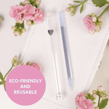 Premium Czech Glass Cuticle Pusher Set in Pink and Blue, 2PC Manicure Stick Set by Bona Fide Beauty