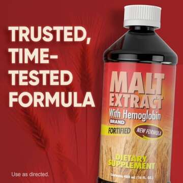Malt and Hemoglobin Extract - Nutritional Supplement for Energy & Vitality (16 Fl Oz/Pack of 1)